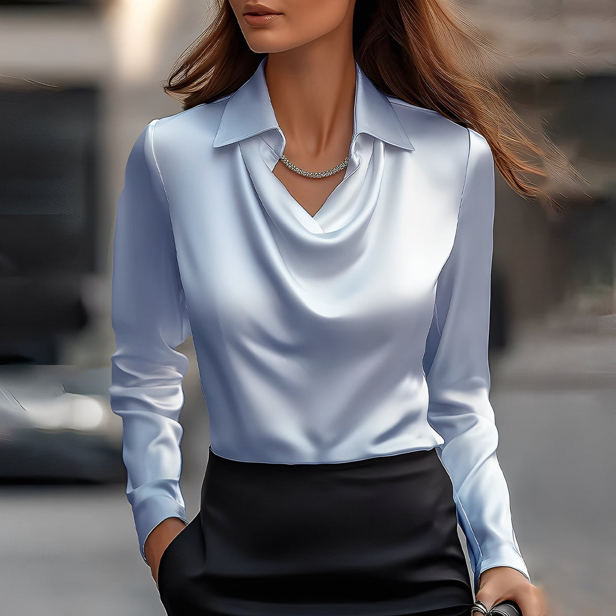 Laurentine - Blusa Sofisticada com Mangas Longas para Mulheres