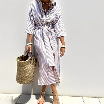 Paulette - Klassisches gestreiftes Hemdkleid für Damen