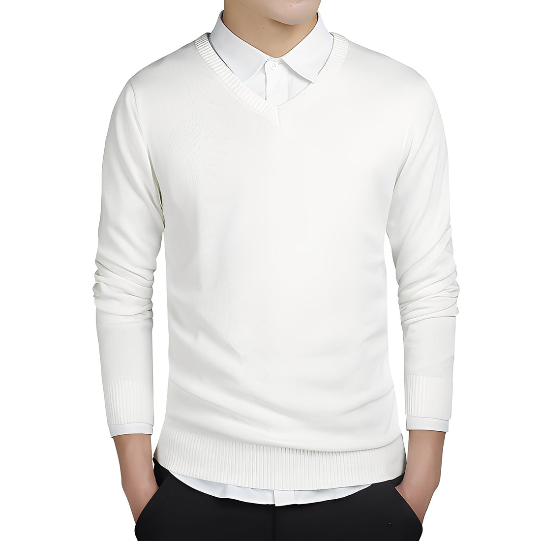 Tom – Camisola masculina com gola em V clássica