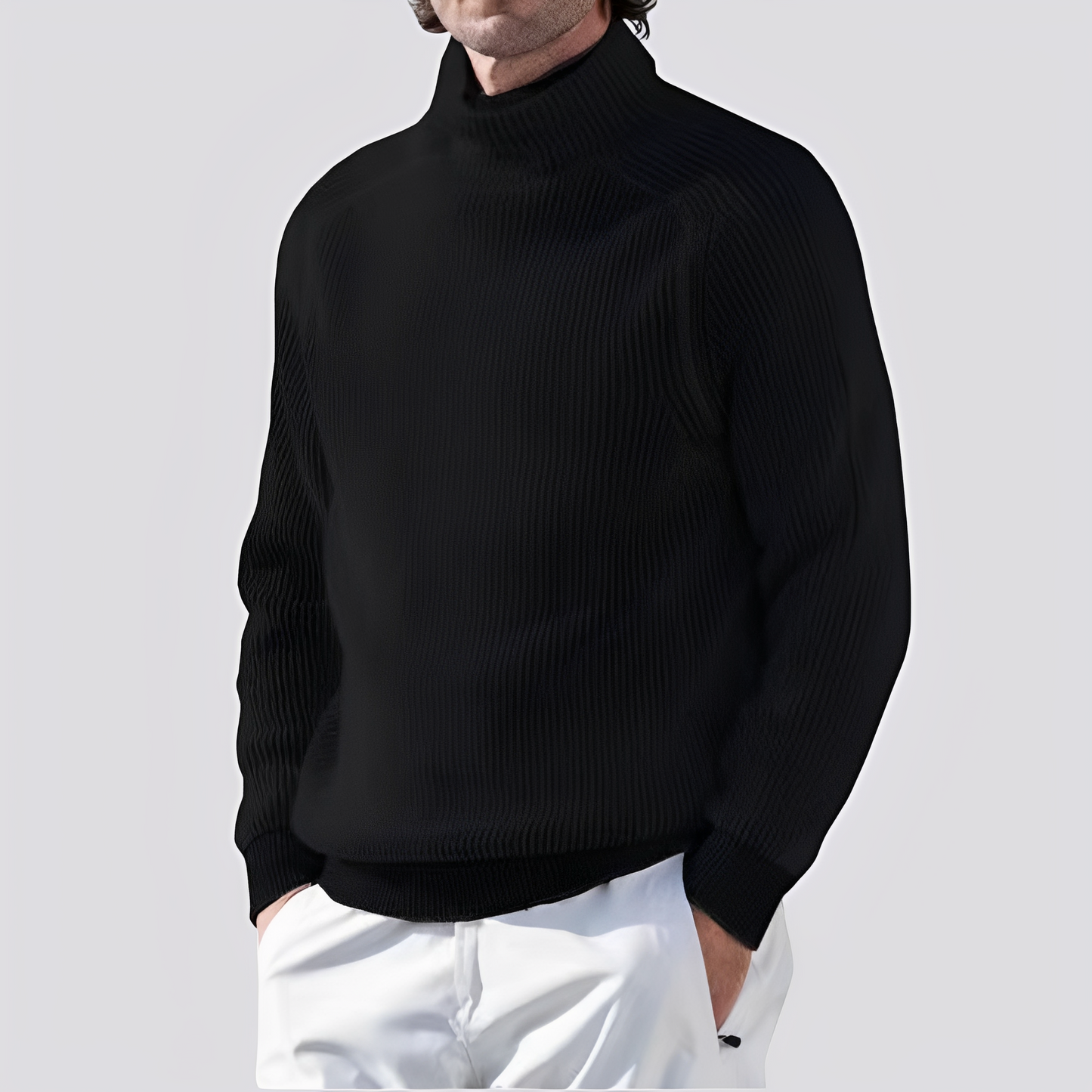 Zack - Warm Knitted Sweater with Ribbed Pattern for Men