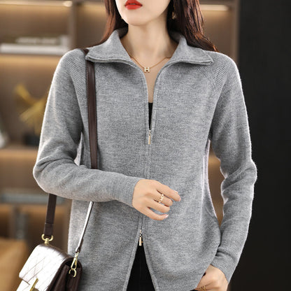 Alicia - Elegant knitted jacket with double closure for women