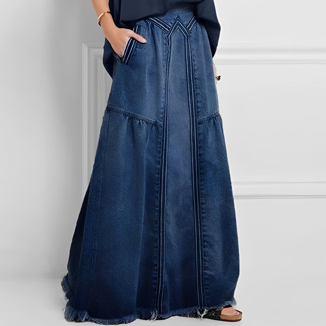 Nella - Saia jeans elegante com bolso para mulheres