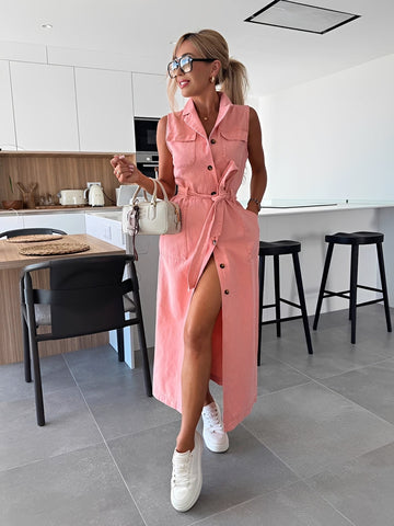 Steph - Vestido Midi de Jeans Elegante