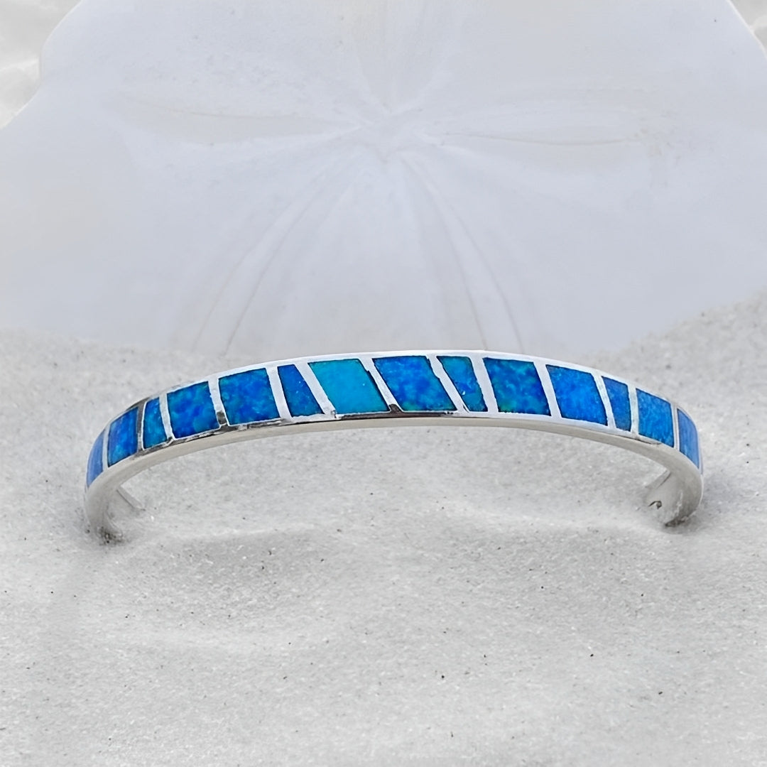 Ocean – Bracelete em opala azul e prata
