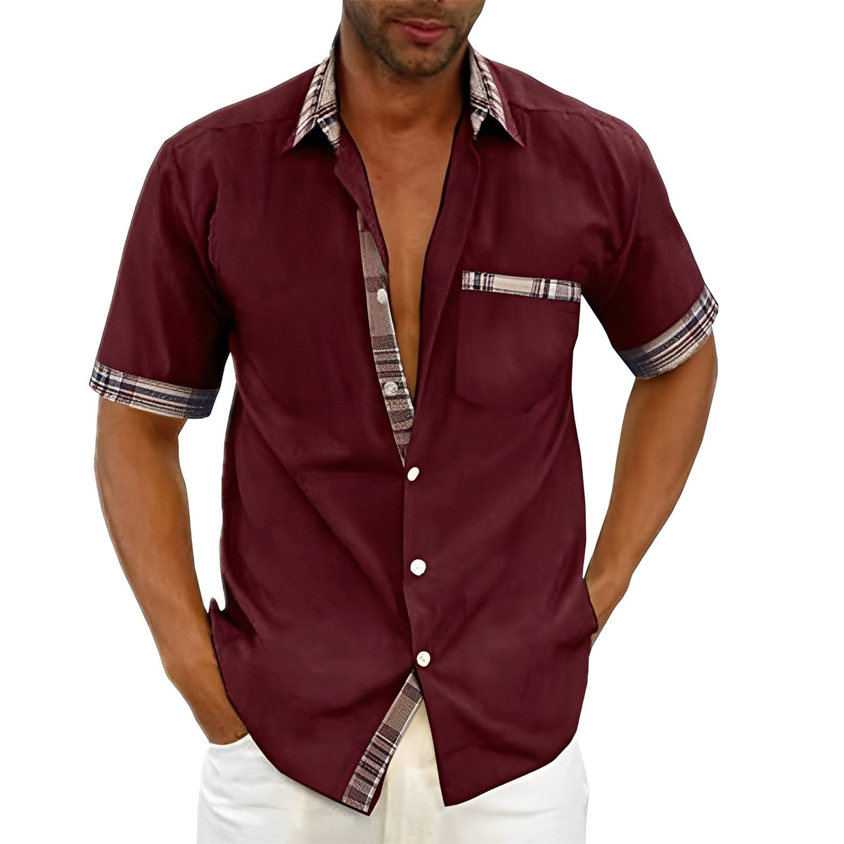 Marvin - Camisa Casual de Manga Curta para Homens