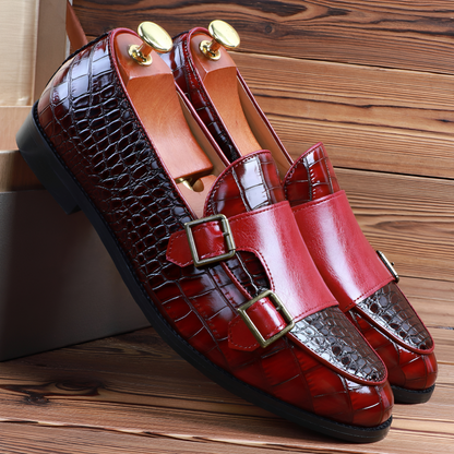 Rafael - Elegant Men's Leather Slip-On Shoe with Double Buckle