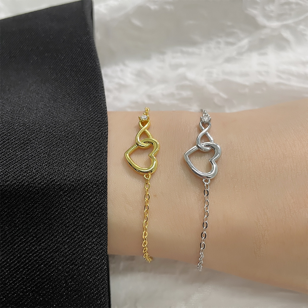 Bracelete Coração Infinito - Bracelete delicado em CZ