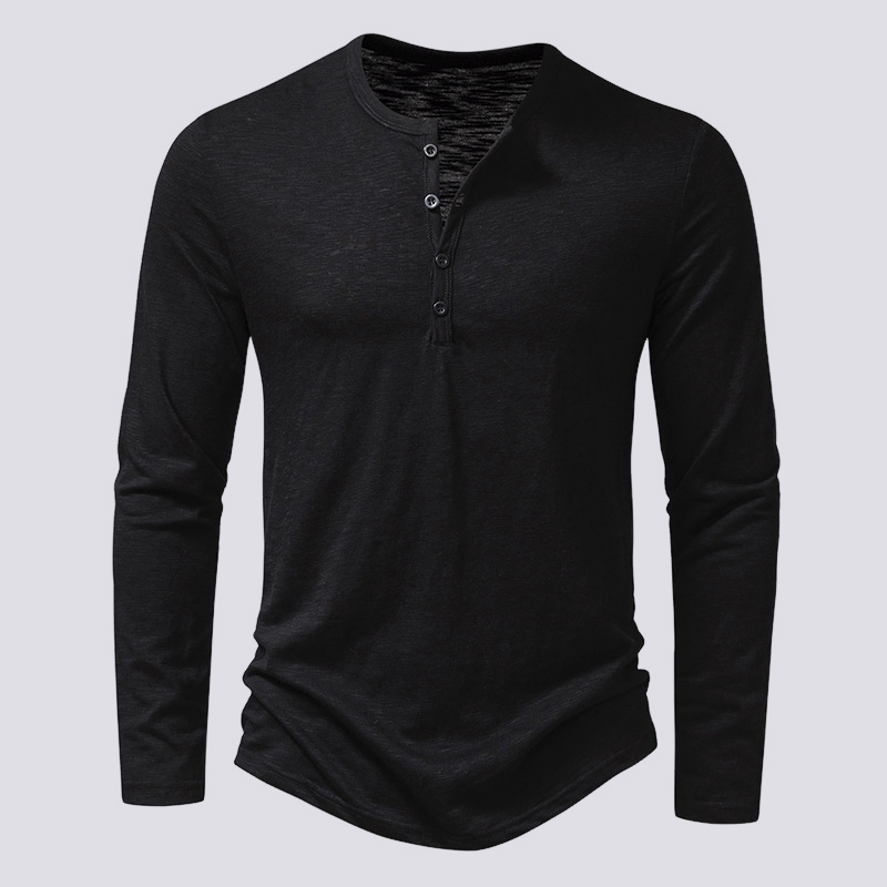Tony - Camisa casual de manga comprida com botões para homens