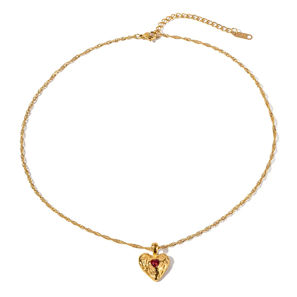Vesper - Colar de Coração Vermelho em Ouro