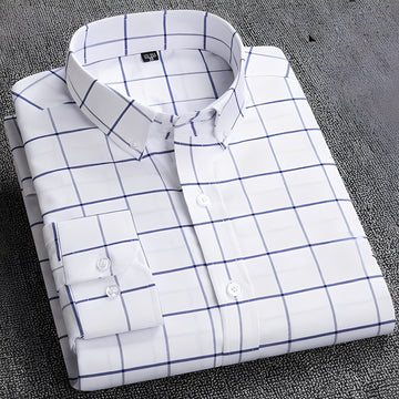 Jezriel - Camisa xadrez tendência manga longa para homem