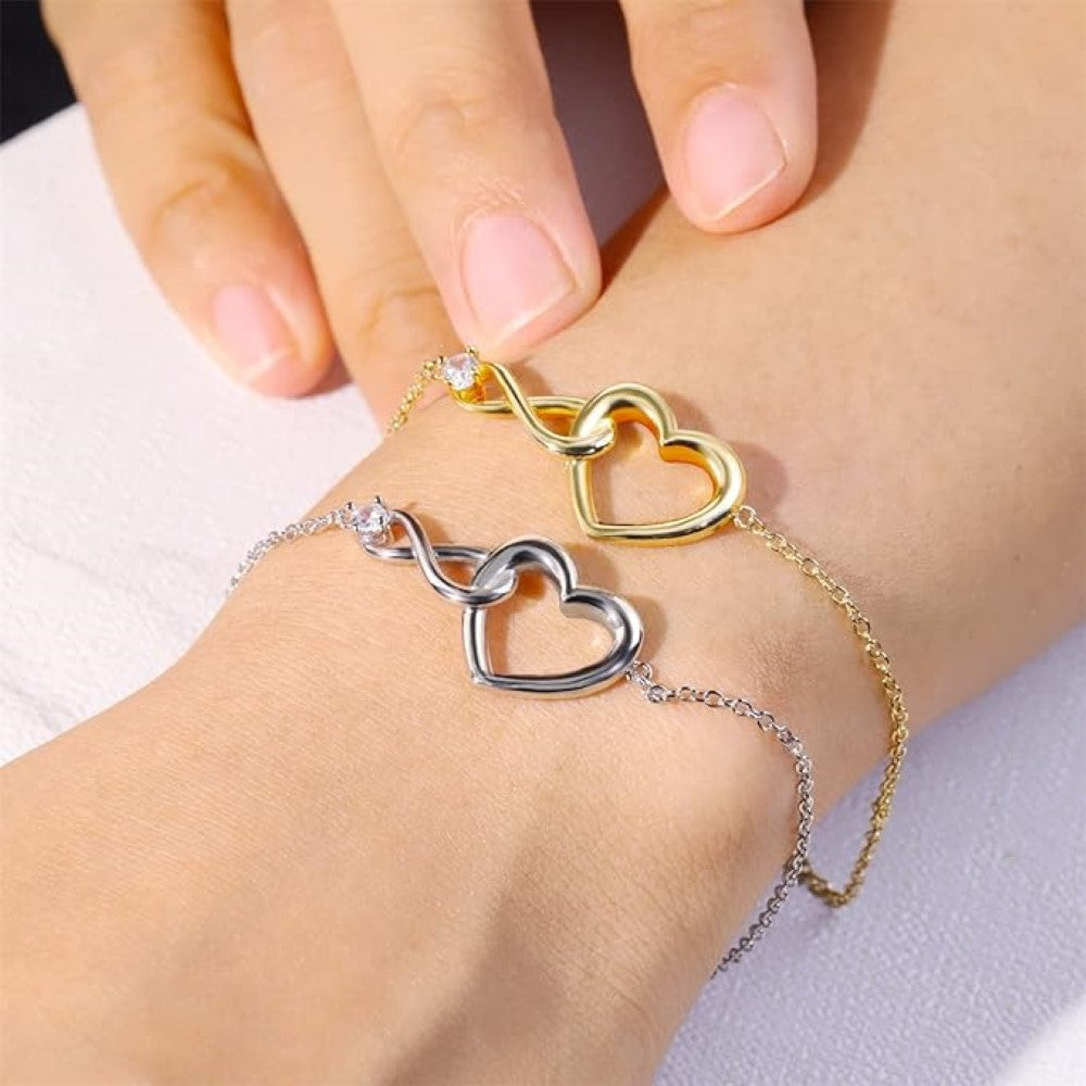 Bracelete Coração Infinito - Bracelete delicado em CZ