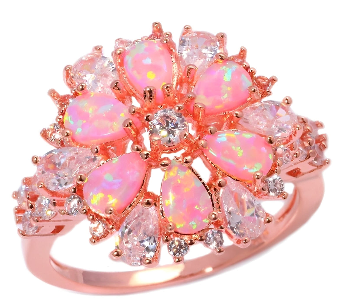 Rian – Bague fina flor em opala de fogo