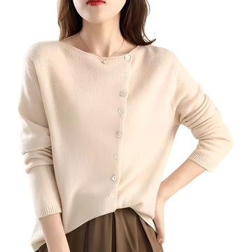 Joann - Suéter feminino leve e fashion com botões