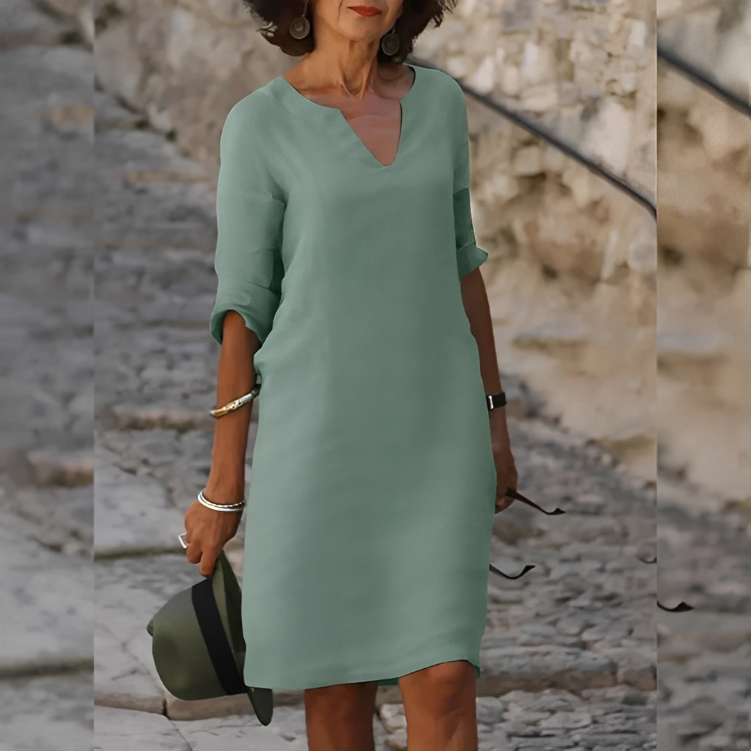 Guilaine - Vestido elegante com decote em V para mulheres