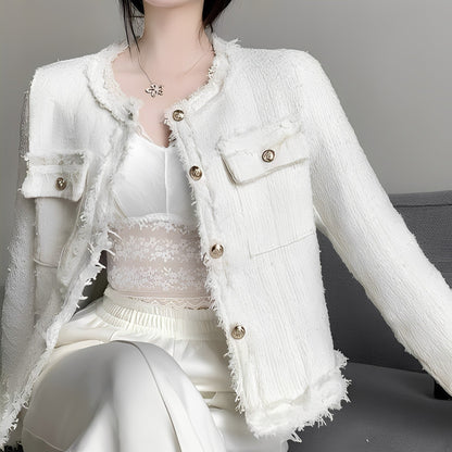 Rexanne - Moderna curta jaqueta com bolsos para mulheres