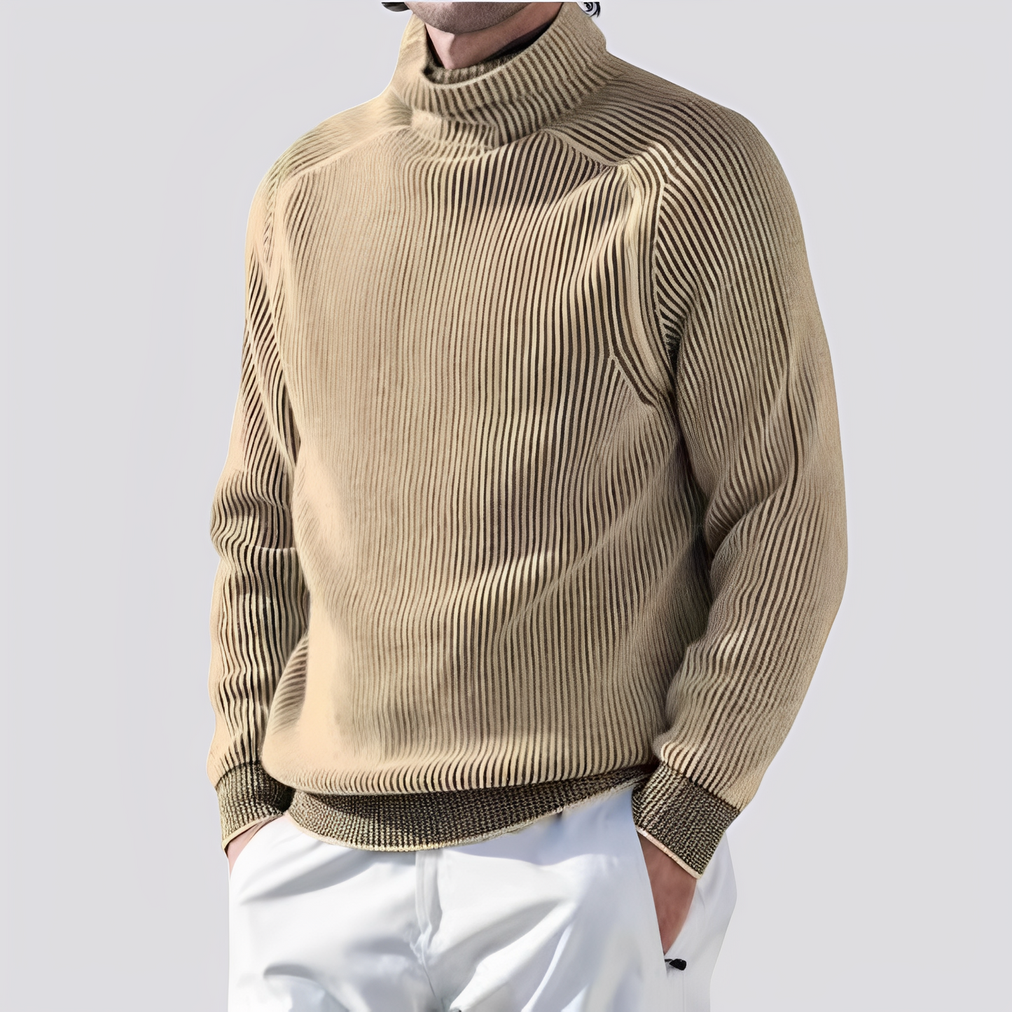 Zack - Warm Knitted Sweater with Ribbed Pattern for Men