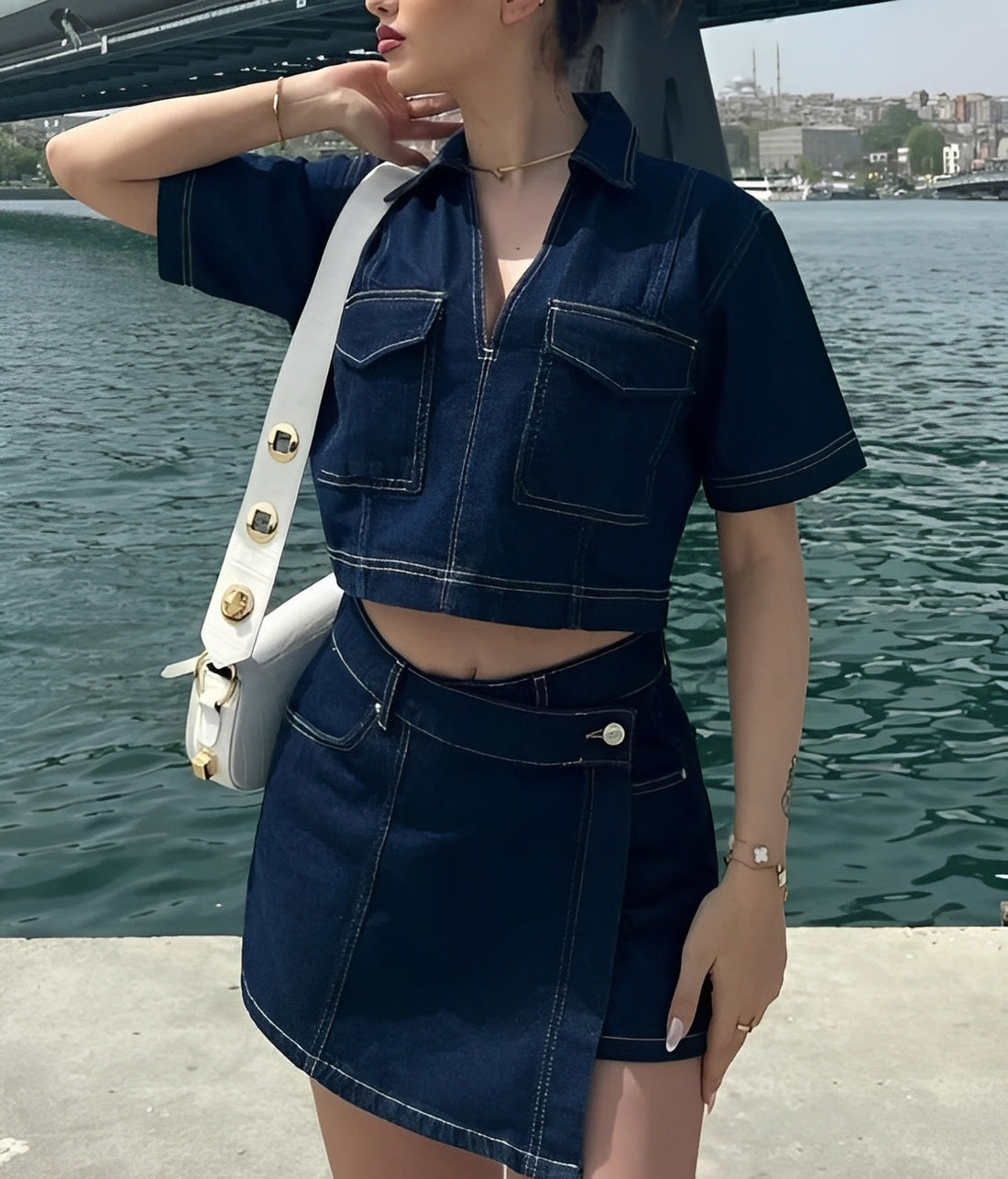 Tilly - Conjunto de Top e Saia Jeans