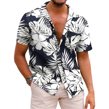 Harry - Camisa elegante com estampa tropical para homens