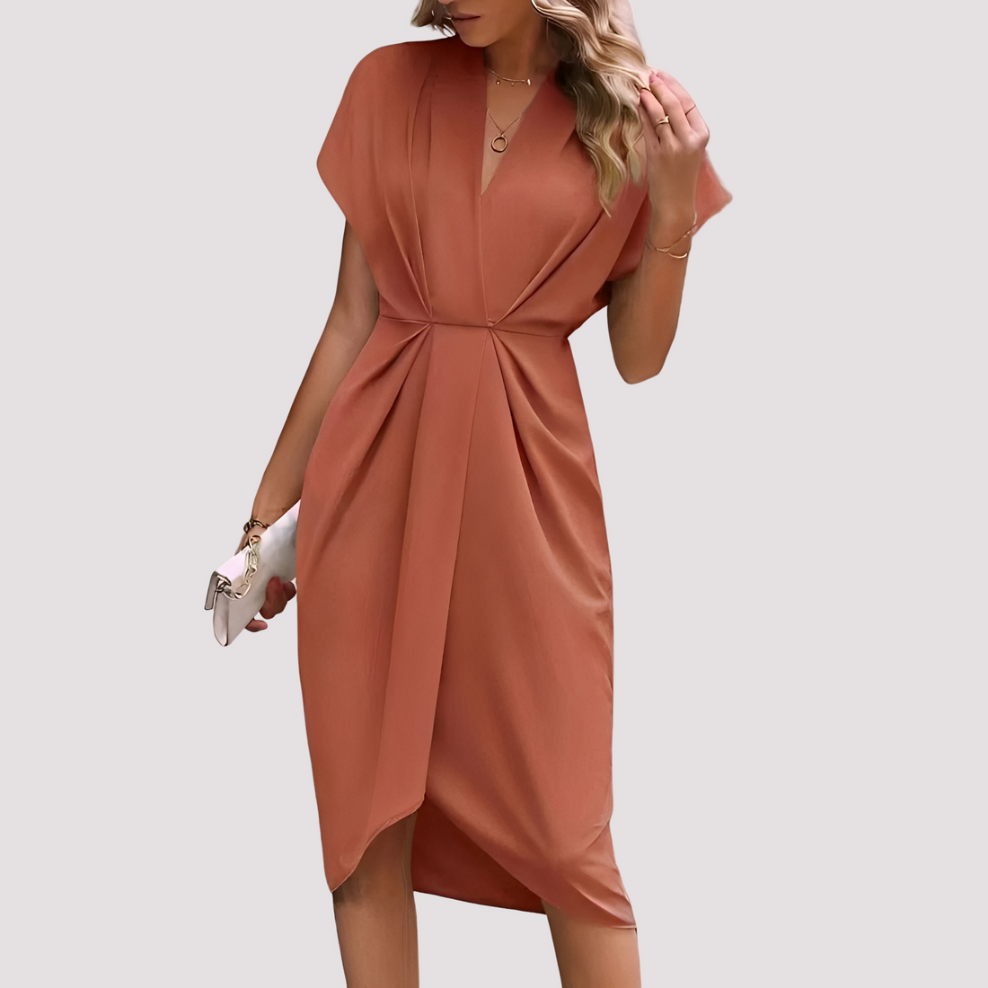 Gwen - Vestido Midi Elegante com Fenda