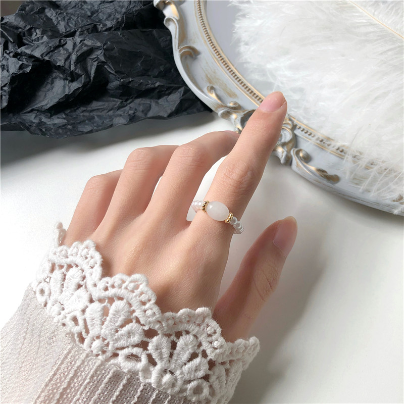 Perla de pedra - Bague em pérolas vintage