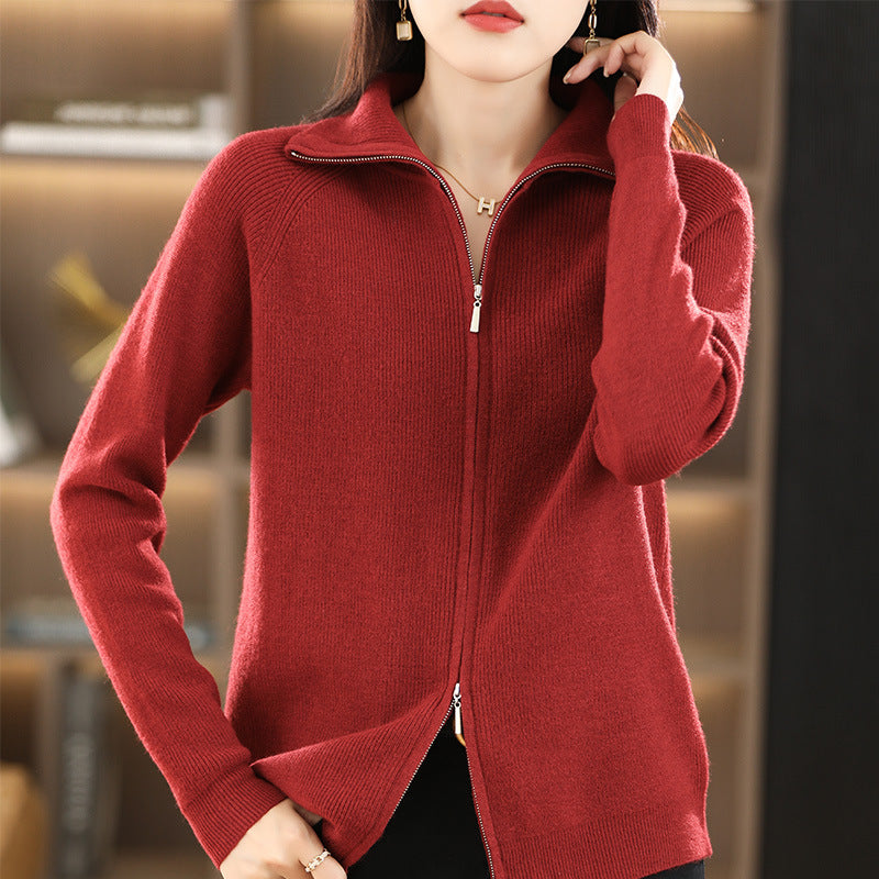 Alicia - Elegant knitted jacket with double closure for women