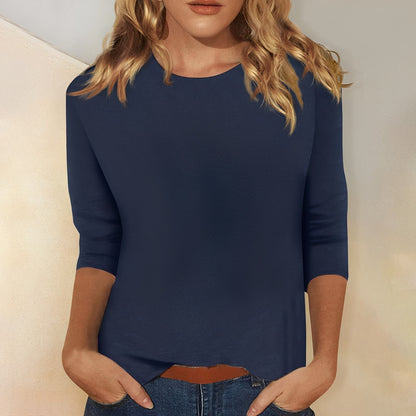 Louisa - Camiseta de manga longa casual e simples para mulheres