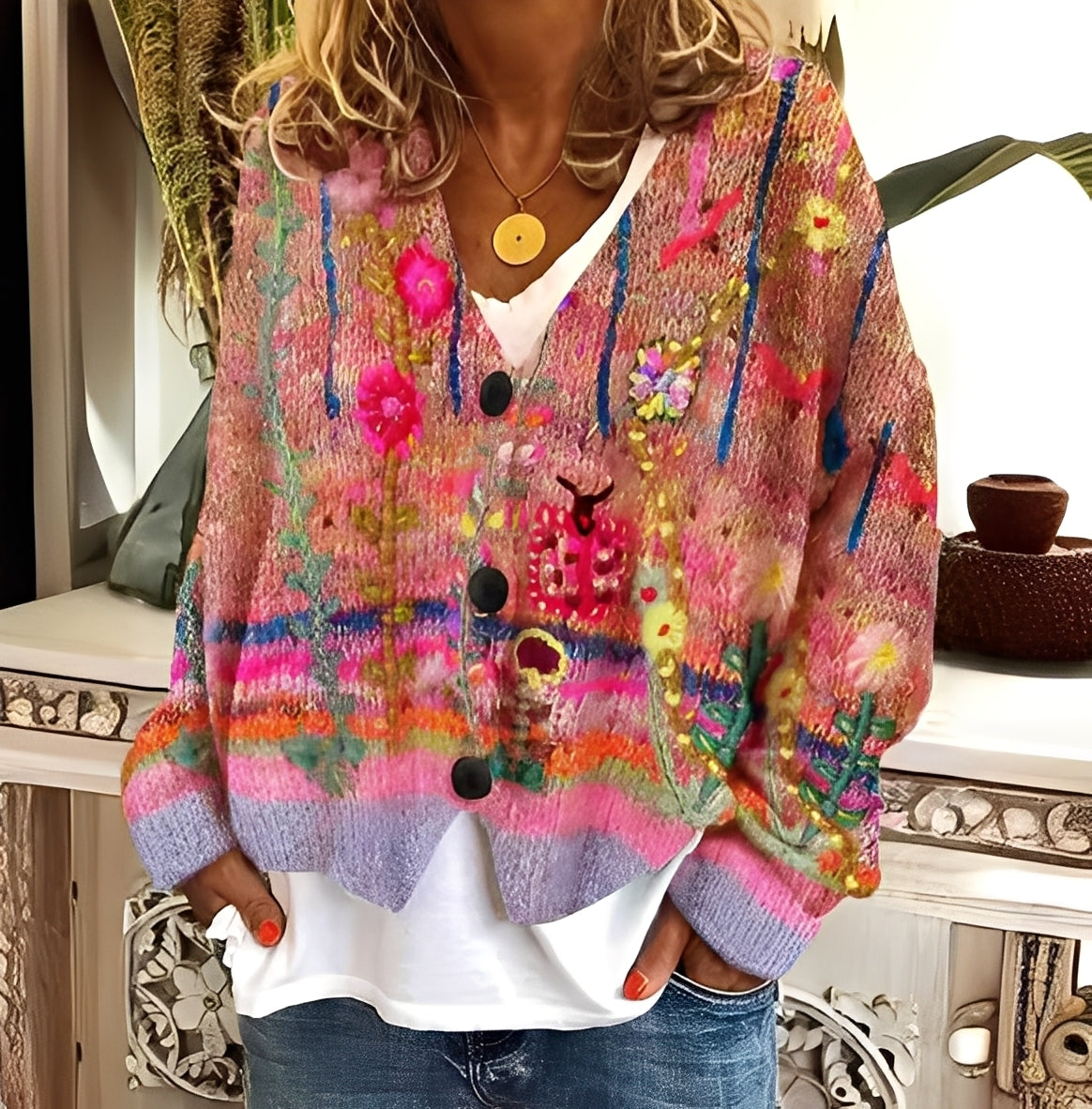 Daphné - Bequemer und bunter Pullover für Frauen