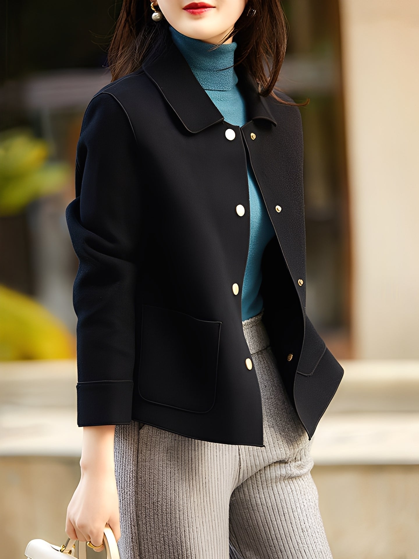 Meade - Elegant, warm button-down jacket for women