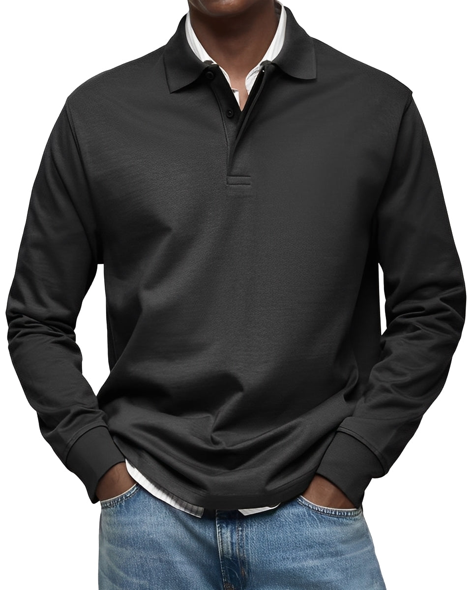 Rowan - Elegante Camisa Polo de Manga Longa para Homens
