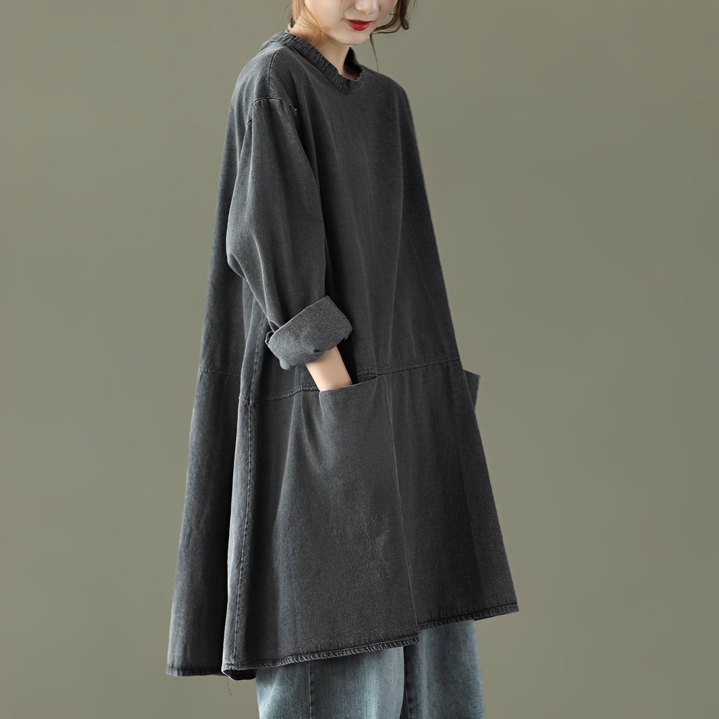 Julie - Loose long denim dress for women