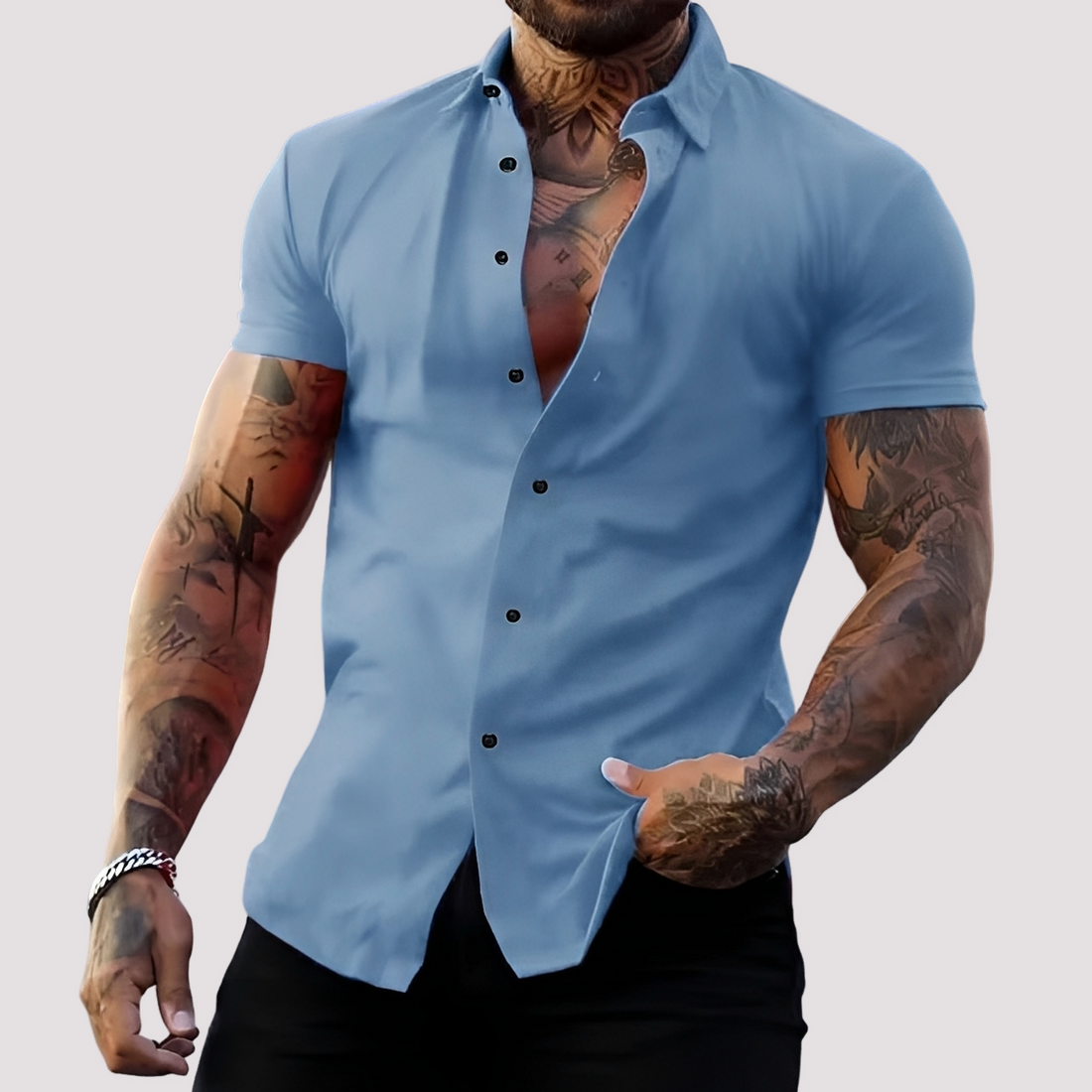 Oscar - Camisa de manga curta em slim-fit para homens