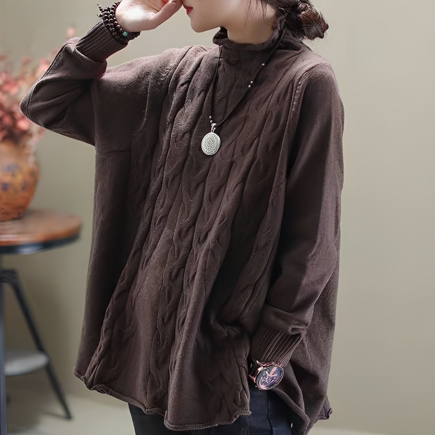 Carla - Pulôver Gola Alta Solto para Mulheres