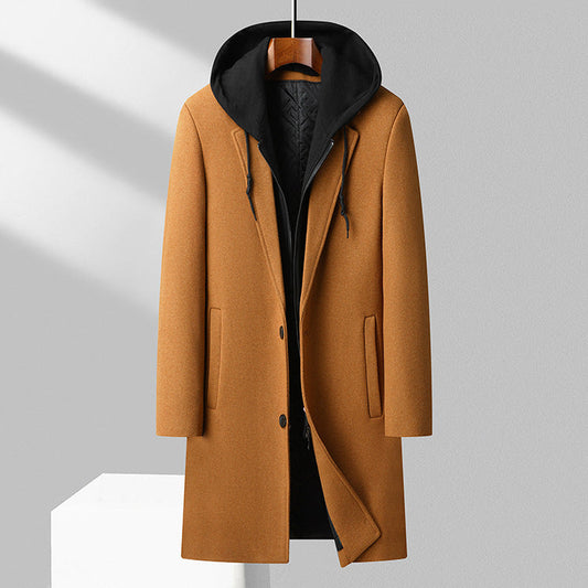 Stephen - Modern Wool Coat with Hood for Men