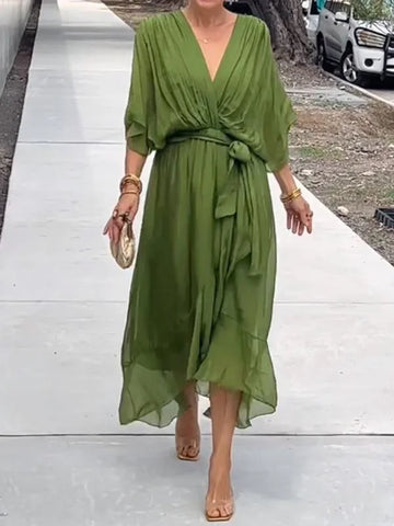 Loisa - Elegante Vestido de Chiffon com Decote V
