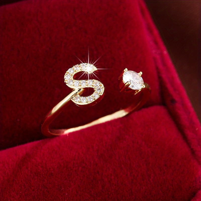 Nova – Bague aberta moderna com inicial