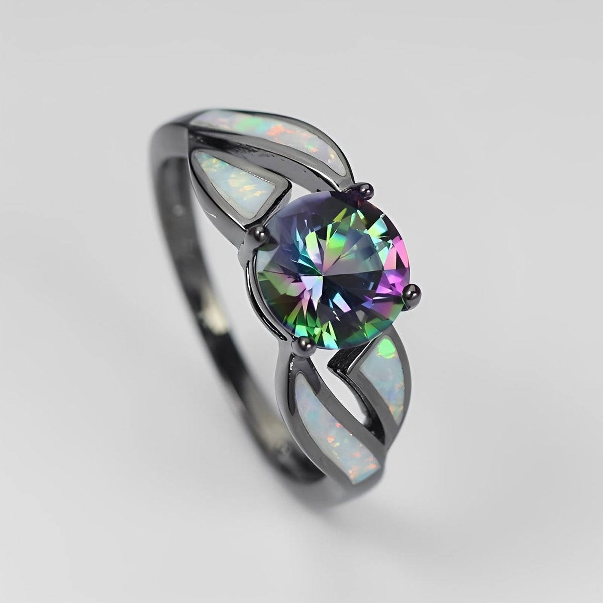 Mirella – Bague arco-íris em opala e topázio