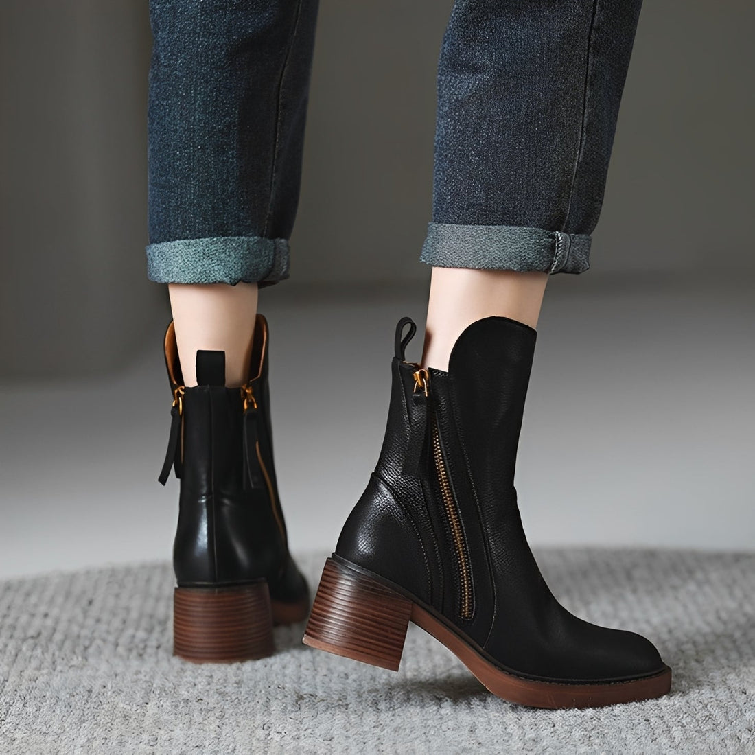 Connie - Elegantes botas com salto grosso para mulheres
