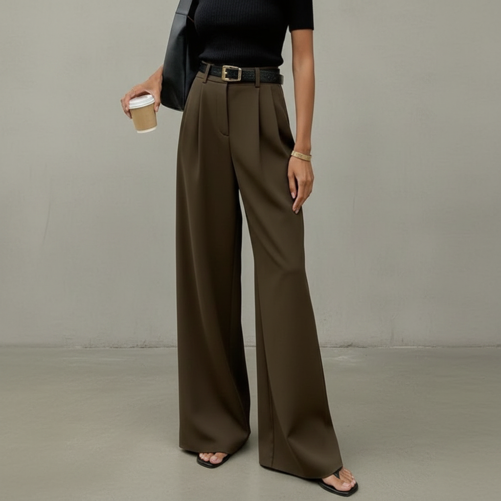 Marlene - Calça elegante de perna larga