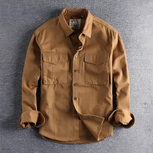 Aamiro - Camisa casual de manga longa para homem