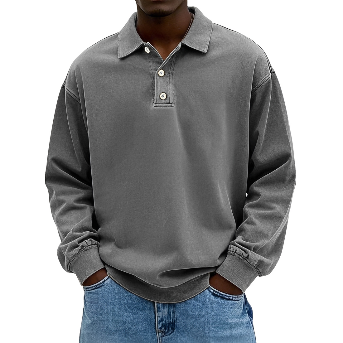 Caspian - Camisa polo de manga longa para homens