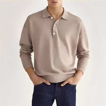 Dominic - Camisa Polo Casual de Manga Longa para Homens