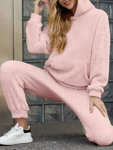 Hailie - Simples, confortável conjunto de fleece com capuz para mulheres