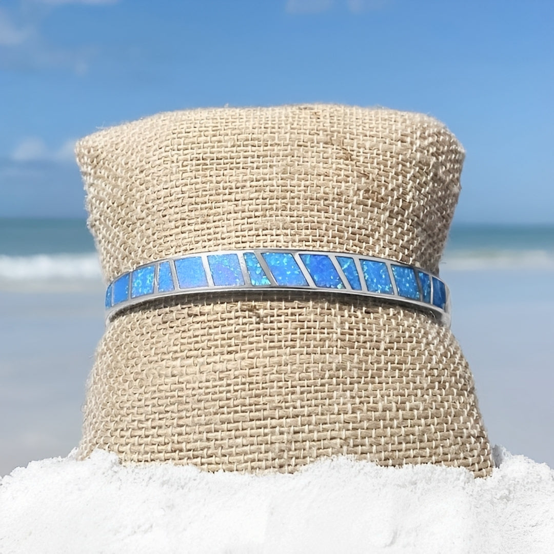 Ocean – Bracelete em opala azul e prata