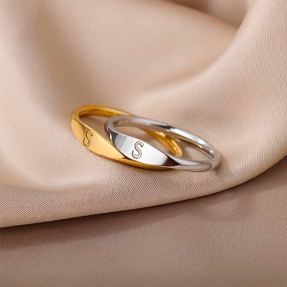 Bague de nome minimalista | Bague minimalista com inicial gravada