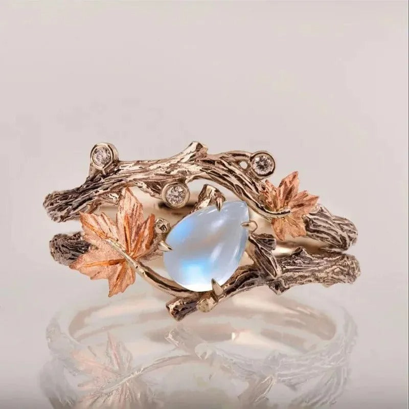 Ysia – Bague de pedra da lua em estilo natural