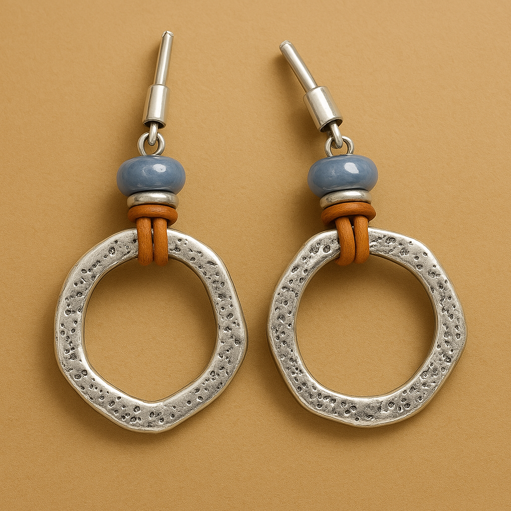 Mira – Brincos em círculo prateados de estilo boho-vintage