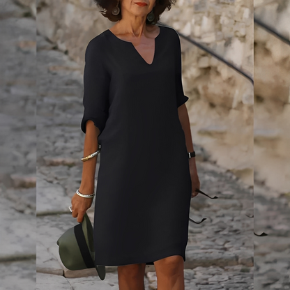 Guilaine - Vestido elegante com decote em V para mulheres