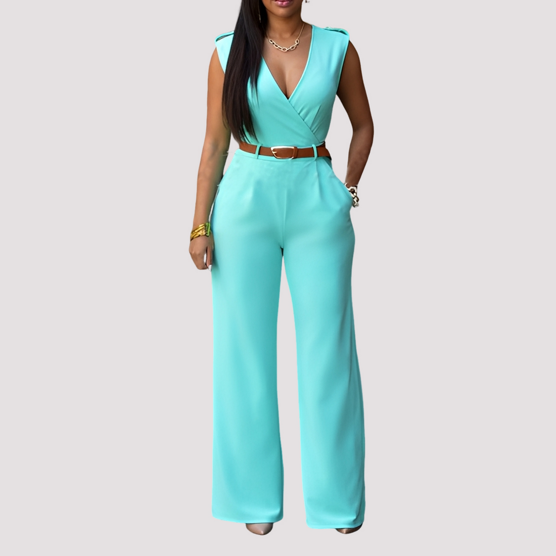 Esther - Macacão elegante com cinto para mulheres