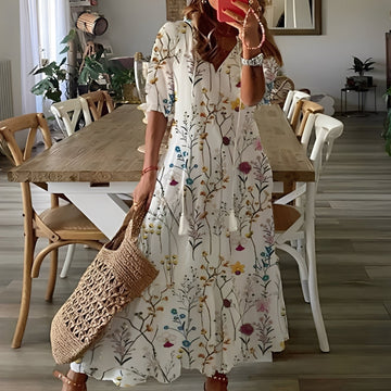 Domitille - Vestido elegante com decote em V solto para mulher