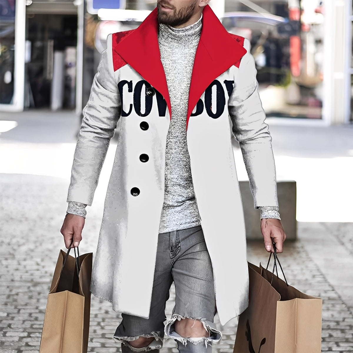 Terry - Casaco de lã elegante com padrão xadrez para homens